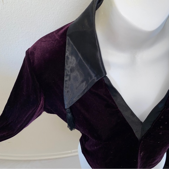 Shrine of Hollywood Plum Velvet Goth Vamp Shirt with Bell Sleeves - Picture 4 of 4